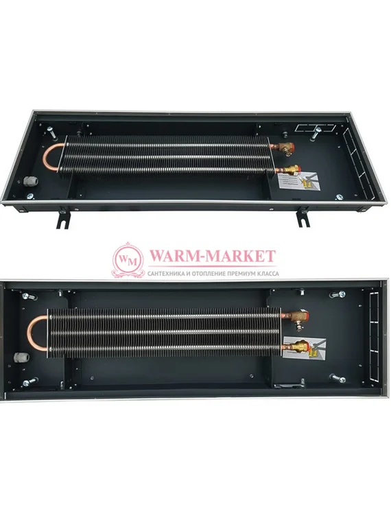 Внутрипольный конвектор Techno Usual KVZ, высота 140 мм., ширина 250 мм., без решетки