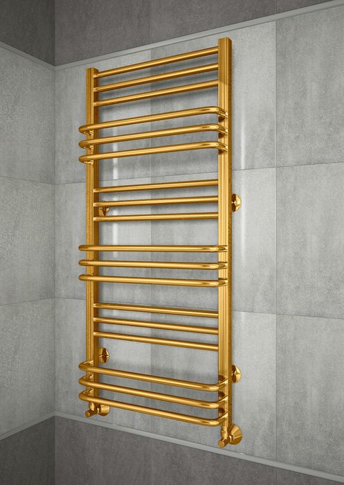 Sorento Gold - золотой полотенцесушитель с удобным расположением перекладин | Фото