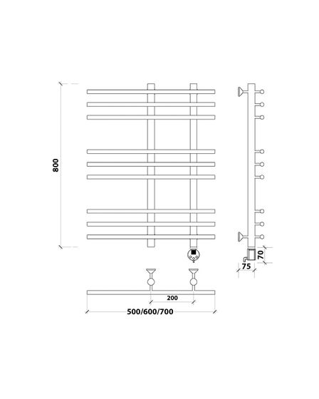 Электрический полотенцесушитель Secado Турин 3 из нержавеющей стали