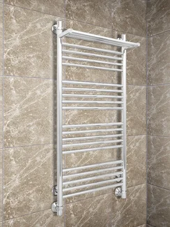 Bogema P White - белый водяной полотенцесушитель с греющей полкой, 600х400 мм