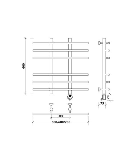 Электрический полотенцесушитель Secado Турин 4 из нержавеющей стали