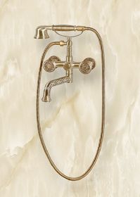Бронзовый смеситель для ванны с душем в ретро стиле c резным изливом