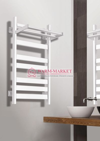 Quadro V 50+ водяной полотенцесушитель из квадратного и прямоугольного профиля с полкой