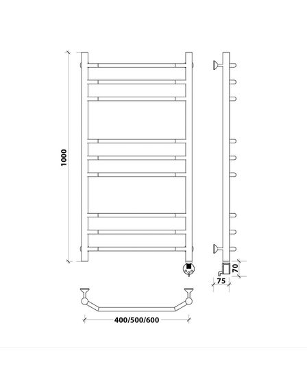 Электрический полотенцесушитель Secado Агата 3 из нержавеющей стали