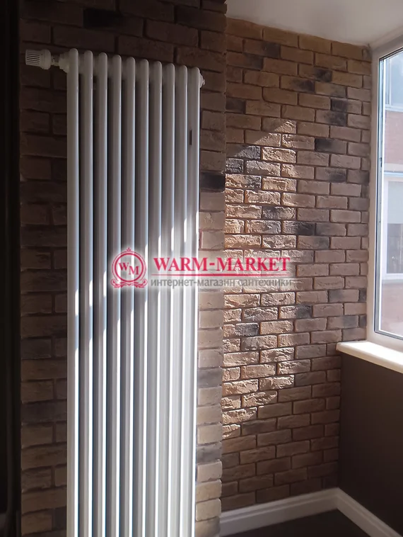 Вертикальный трубчатый радиатор Dia Norm 2180 двухтрубный, нижнее правое/левое подключение с вентилем