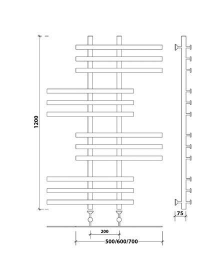 Водяной полотенцесушитель Secado Понтида 6 из нержавеющей стали