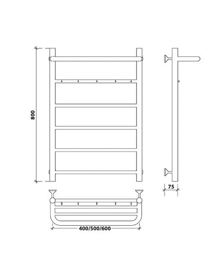 Водяной полотенцесушитель Secado Триада 1 КСП из нержавеющей стали