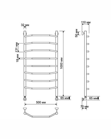 Водяной полотенцесушитель Secado Агата 1 из латуни