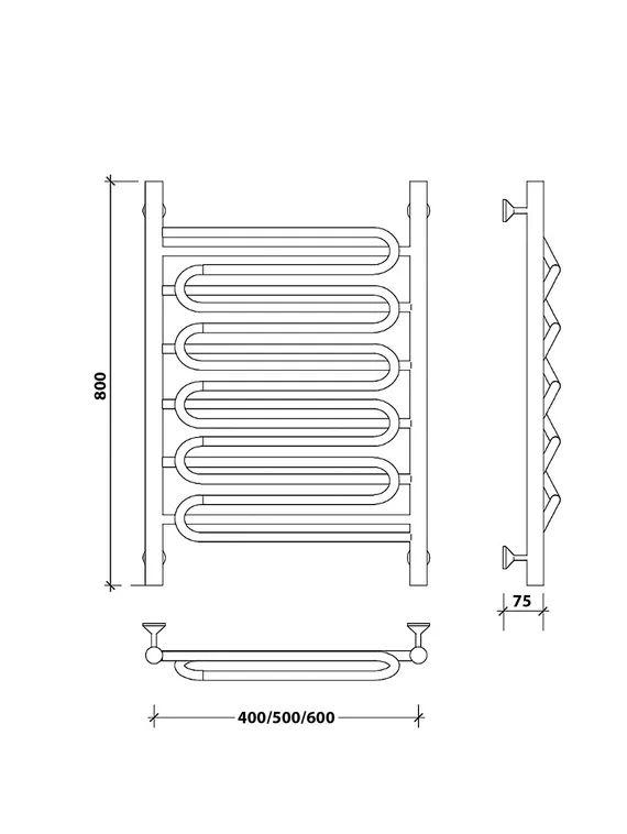 Водяной полотенцесушитель Secado Валенсия 3 из нержавеющей стали