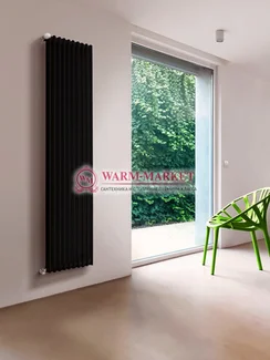 Трубчатый вертикальный радиатор Dia Norm 2180 двухтрубный с боковым подключением черного цвета