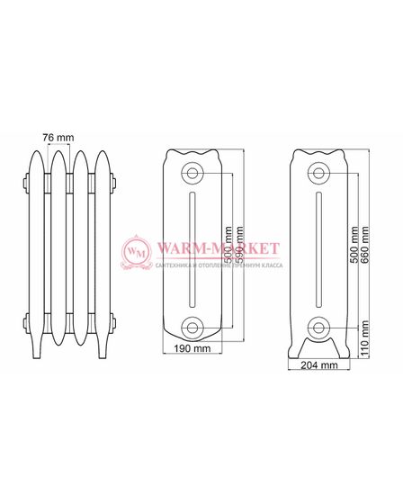 Чугунный радиатор Demir Dokum Historic 500