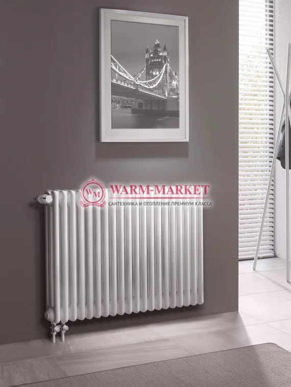 Трубчатый радиатор Dia Norm 3057 трехтрубный, нижнее правое/левое подключение с вентилем