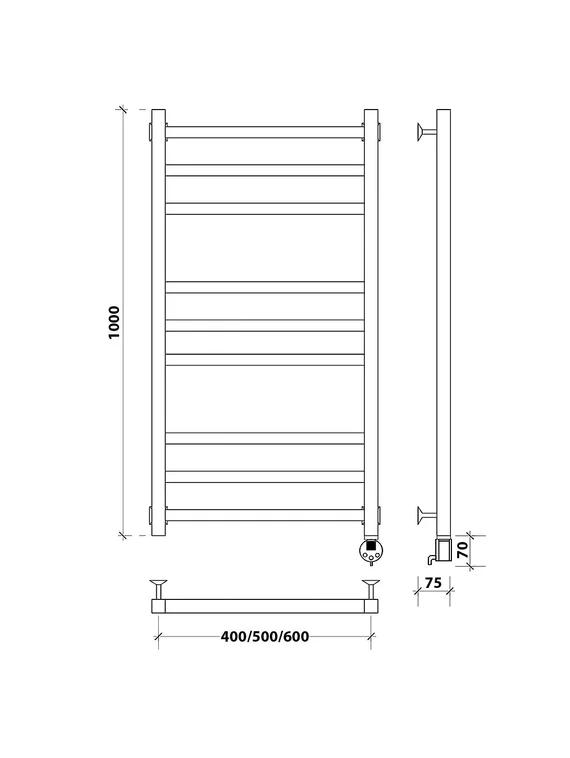 Электрический полотенцесушитель Secado Корато 3 из нержавеющей стали, черный