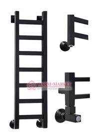 Quadro 1 1200х230 - узкий полотенцесушитель из нержавеющей стали 230 мм. шириной черного цвета