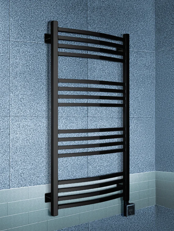 Arkus Black E - черный электрический полотенцесушитель с квадратным профилем, 600х400 мм