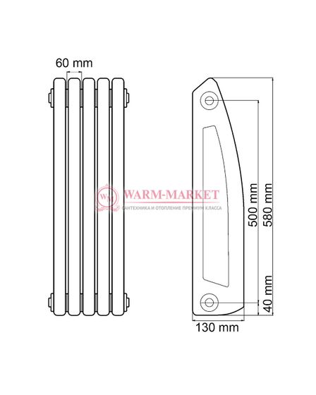 Чугунный радиатор Viadrus Styl 500/130