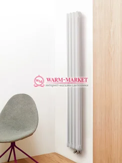 Вертикальный трубчатый радиатор Purmo Delta Lazerline 3180-4 секции, трехтрубный с нижним правым/левым подключением.