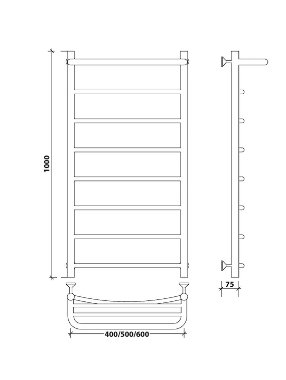 Водяной полотенцесушитель Secado Милан 1 СП из нержавеющей стали