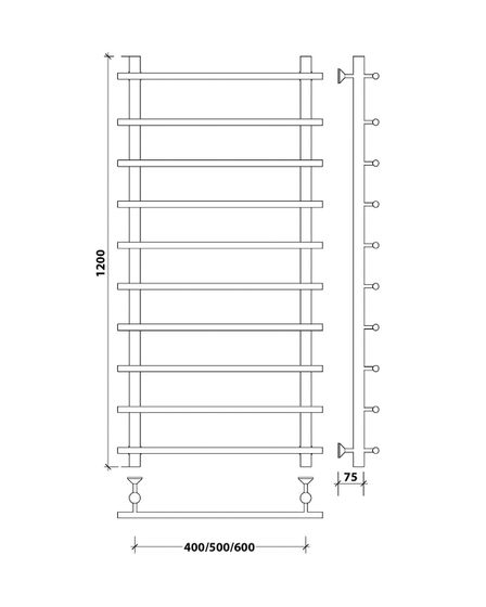 Водяной полотенцесушитель Secado Турин 1 СП из нержавеющей стали