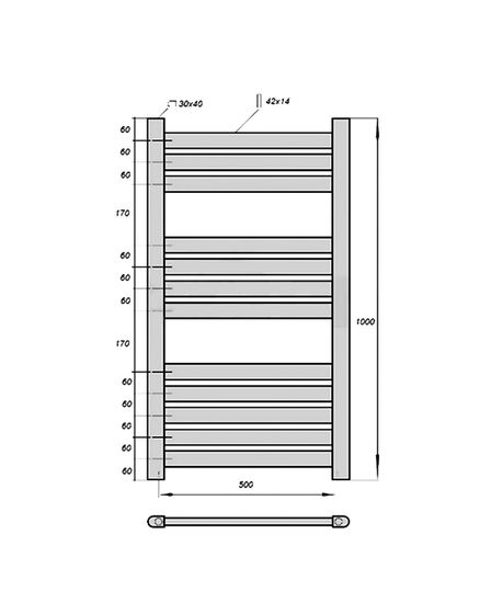 Полотенцесушитель электрический Solent Olivera SR-016 1000х500 П12 белый