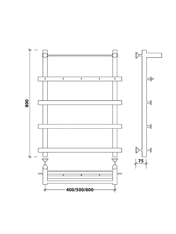 Водяной полотенцесушитель Secado Понтида 1 КСП из нержавеющей стали