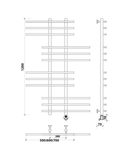 Электрический полотенцесушитель Secado Турин 5 из нержавеющей стали