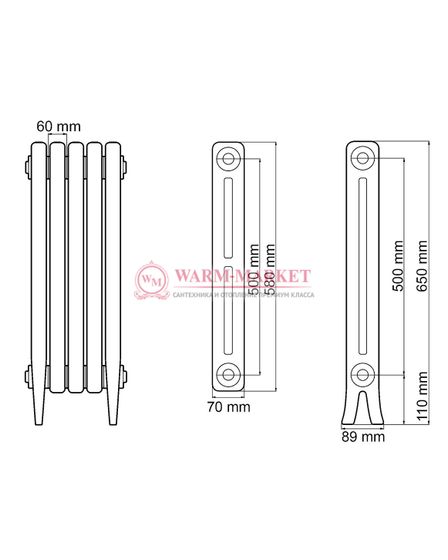 Чугунный радиатор Viadrus Kalor 500/70