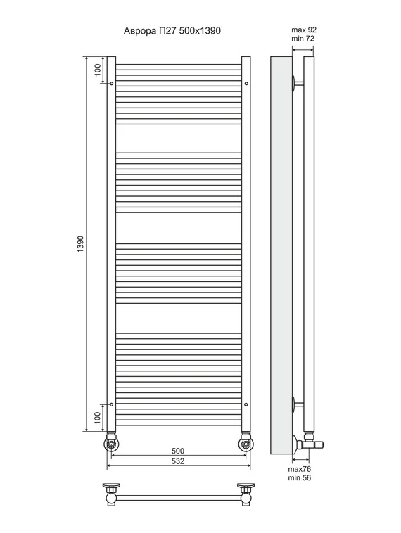 Аврора П27-3 - электрический полотенцесушитель, цвет золото