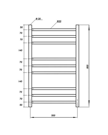Полотенцесушитель электрический Solent Gvina SR-008 500х800 П9 черный