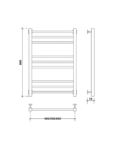 Водяной полотенцесушитель Secado Модена из нержавеющей стали, черный
