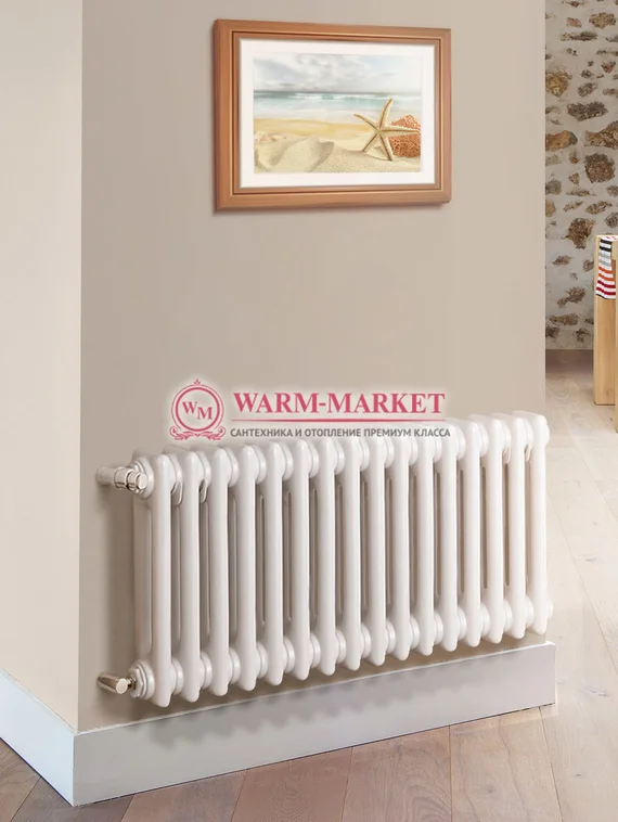 Трубчатый радиатор Purmo Delta 2057-16 секций, двухтрубный с боковым подключением.