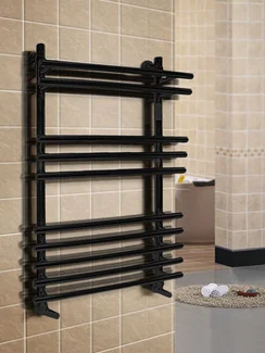 Verona Black - черный полотенцесушитель с выдвинутыми вперед верхними перекладинами