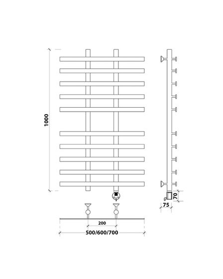 Электрический полотенцесушитель Secado Понтида 4 из нержавеющей стали