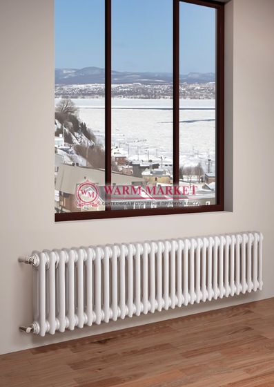 Трубчатый радиатор Purmo Delta 2057-34 секции, двухтрубный с боковым подключением.