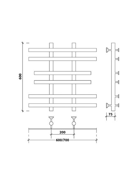 Водяной полотенцесушитель Secado Понтида 2 из нержавеющей стали