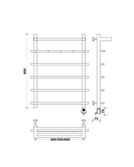 Электрический полотенцесушитель Secado Турин 1 КСП из нержавеющей стали