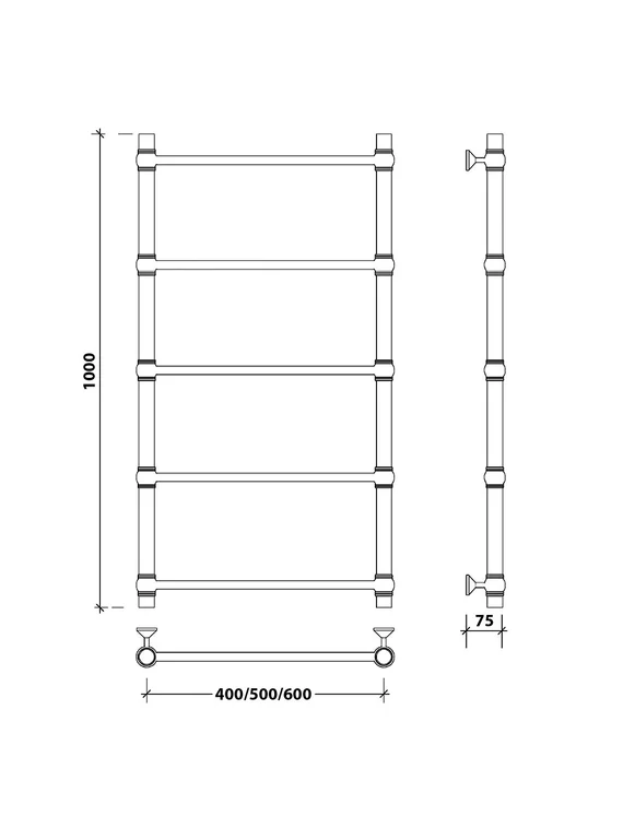 Водяной полотенцесушитель Secado Флоренция 1 из нержавеющей стали