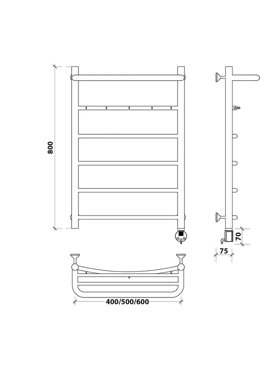 Электрический полотенцесушитель Secado Мерида 1 КСП из нержавеющей стали