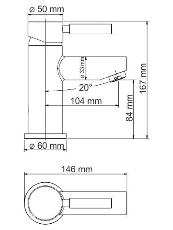 Термостатический смеситель для умывальника черный Main 4103Thermo-Bl