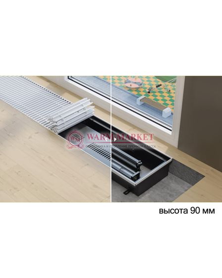 Внутрипольный электрический конвектор Vitron ВКВЭ.90.260 с вентилятором высотой 90 мм (без решетки)