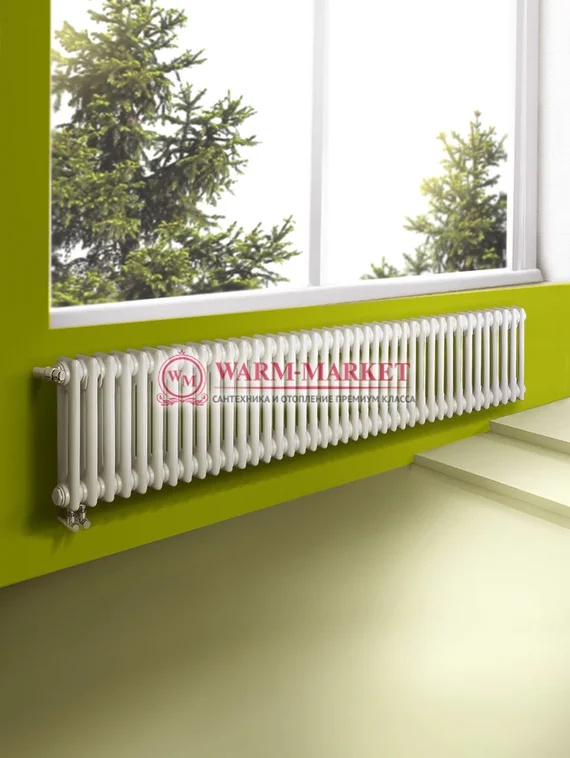 Трубчатый радиатор Dia Norm 2057 двухтрубный, нижнее правое/левое подключение с вентилем