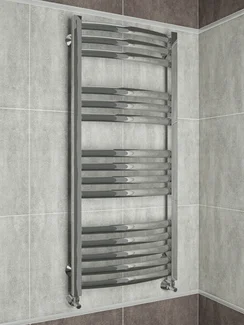 Palermo  - водяной дизайн полотенцесушитель с выгнутыми вперед горизонталями.