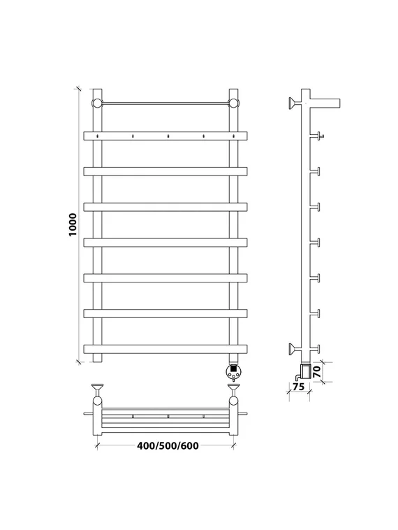Электрический полотенцесушитель Secado Понтида 1 КСП из нержавеющей стали