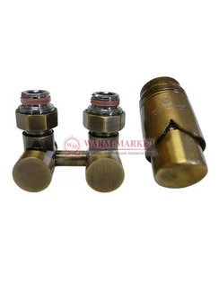 Комплект эксклюзивного узла подключения G 3/4 x М22x1,5 50 мм с термоголовкой Античная Латунь