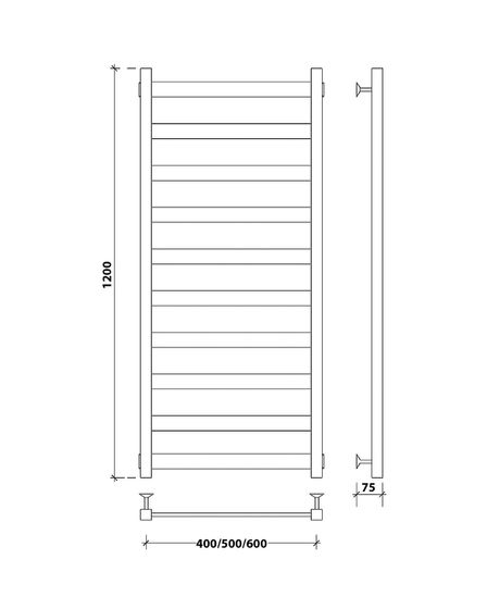 Водяной полотенцесушитель Secado Комано 1 из нержавеющей стали, черный