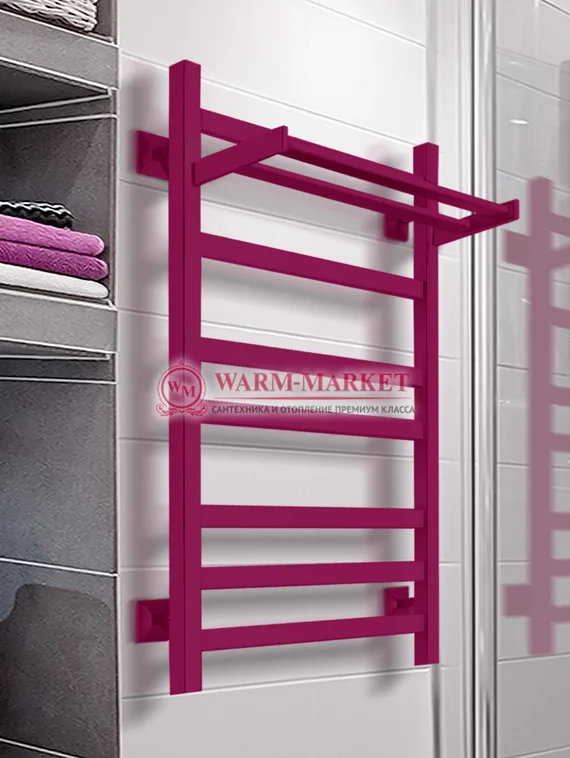Quadro V 30+ водяной полотенцесушитель из квадратного и прямоугольного профиля с полкой