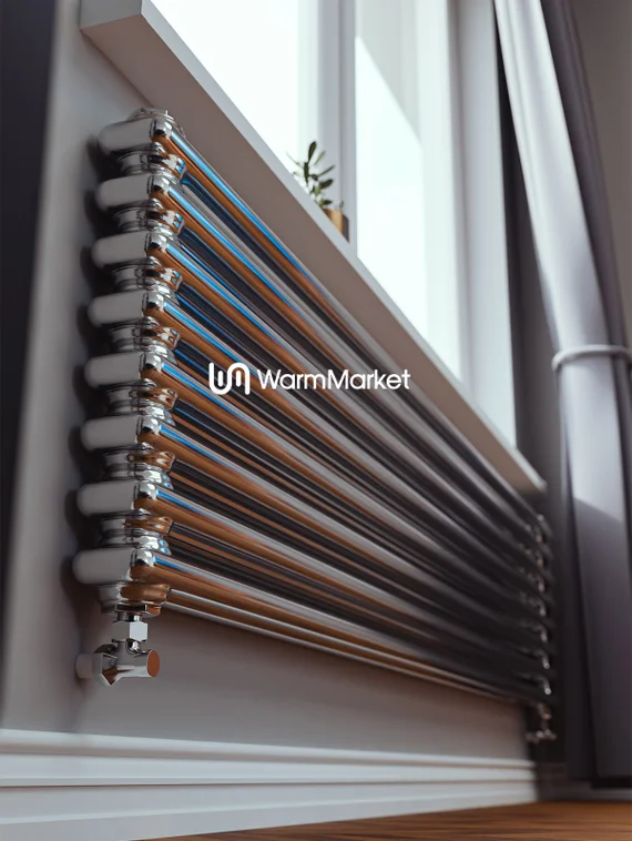 Axxinot Sentir Chrome Z 2180 - горизонтальный трубчатый радиатор шириной 1800 мм, нижнее разнесенное подключение