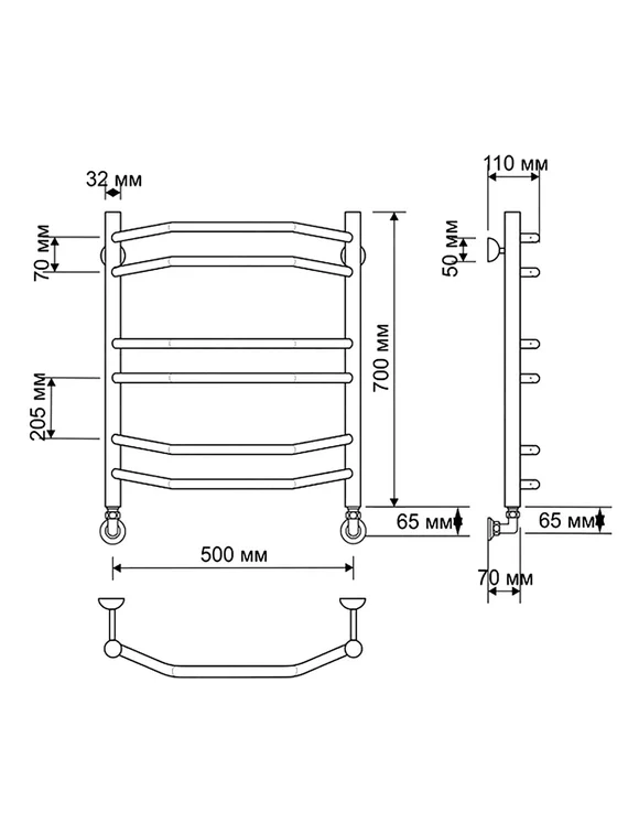 Водяной полотенцесушитель Secado Агата 4 из латуни