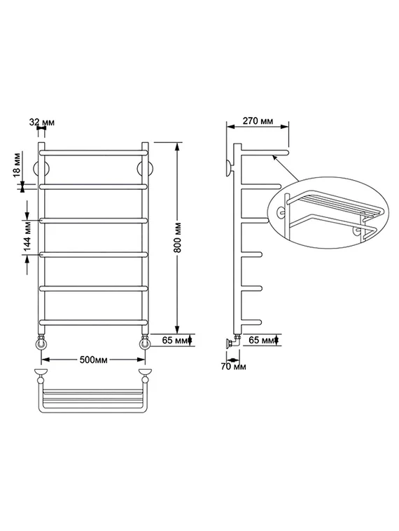 Электрический полотенцесушитель Secado Мерида 2 из латуни