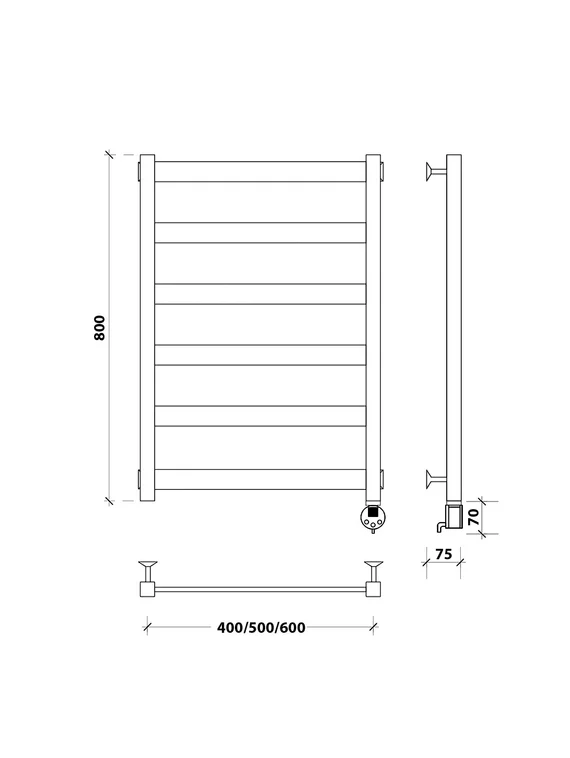 Электрический полотенцесушитель Secado Комано 1 из нержавеющей стали, черный